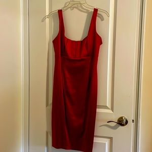 Red satin Calvin Klein dress